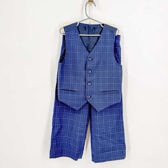 Janie and Jack Blue Plaid Vest Set - Picture 2 of 8